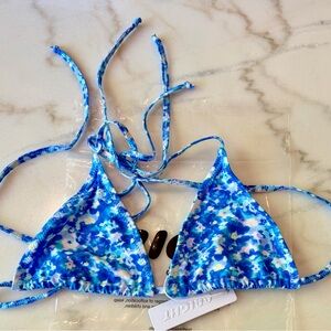 Blue Floral Women's Bikini Top